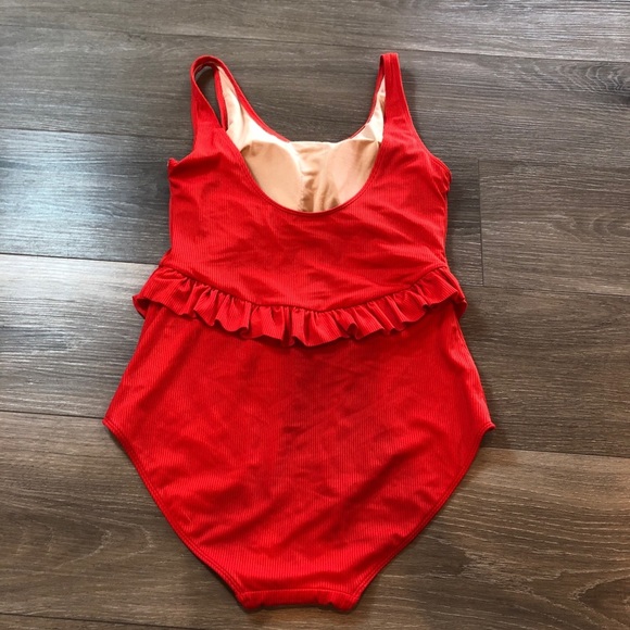 Kortni Jeane Waffled Maroon Skirted One Piece Swimsuit NWT Size Large - Picture 8 of 8